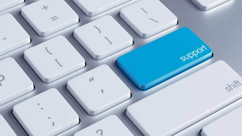 Business IT Support Help Desk Blue keyboard support button