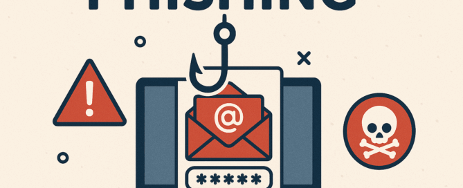 Image of phishing emails from a laptop