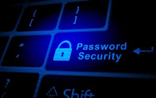 Password Security with a blue padlock