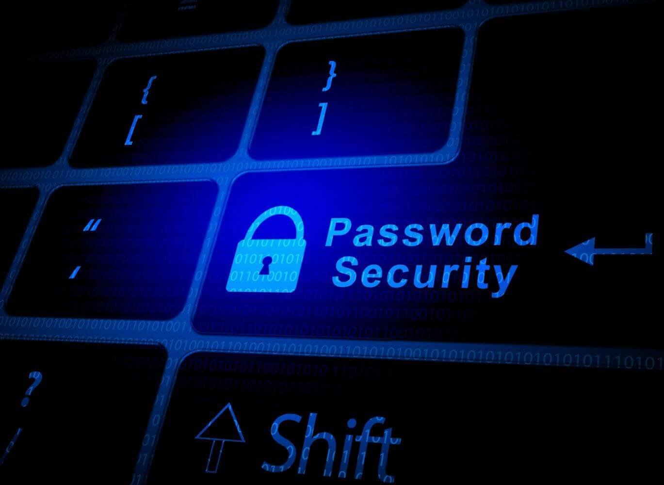 Password Security with a blue padlock