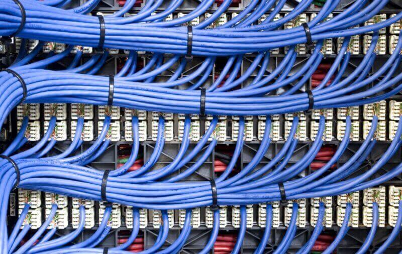 structured-data-cabling Structured data cabling on the rear of a patch panel