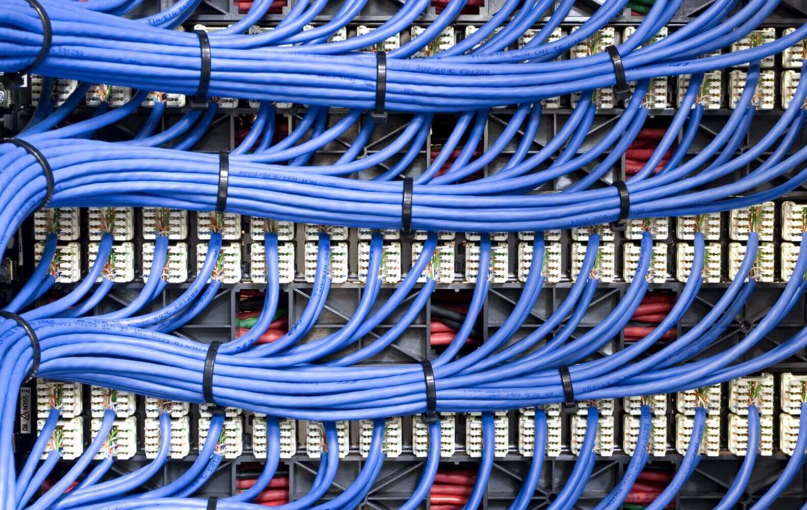 structured-data-cabling Structured data cabling on the rear of a patch panel