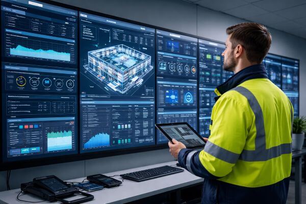 Man monitoring a Building Management System